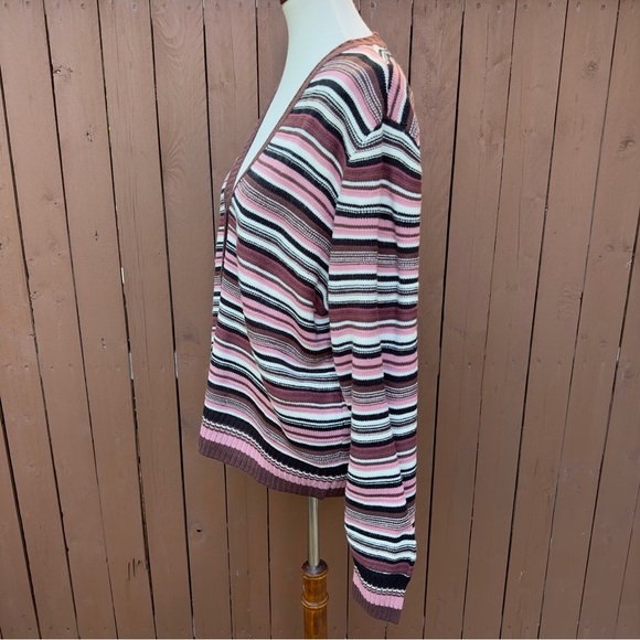 Les Serein | Stitch Fix Fabiolina V Neck Pink Stripe Cardigan NWT Size XL - Picture 7 of 15